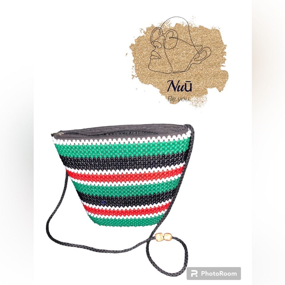 Handmade Beaded Crossbody Bucket Bag